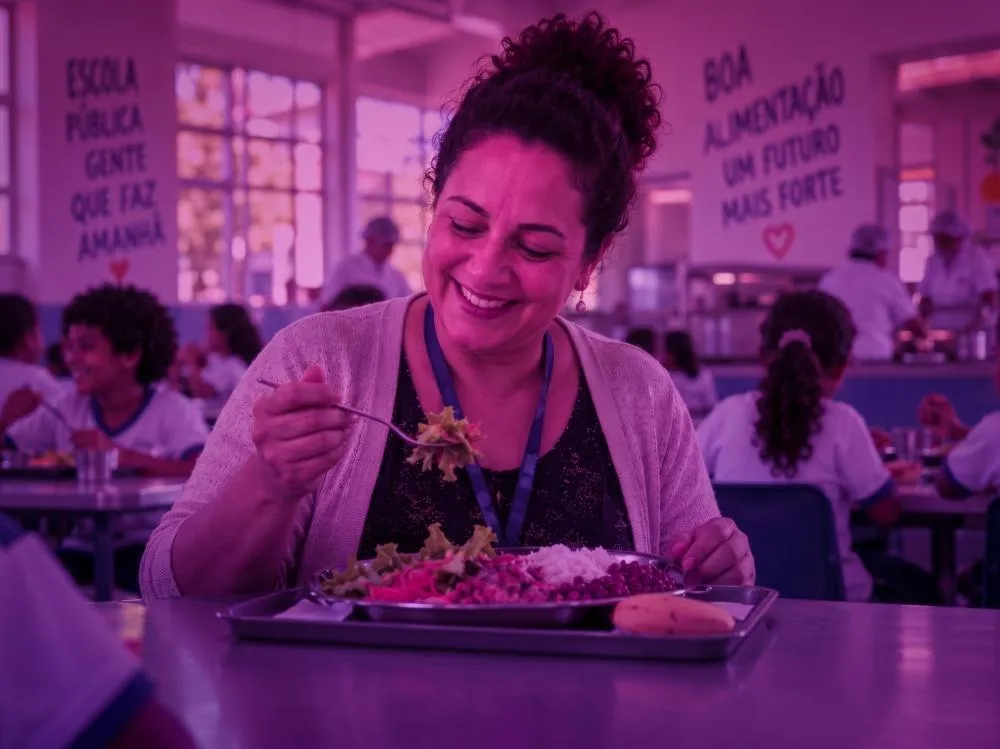 Aprovada pela Ales, nova legislação garante o direito dos professores à merenda escolar sem impacto no auxílio-alimentação da categoria. (Ilustração criada por IA)